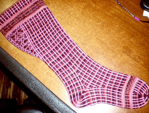 Prototype of Linear Progression socks with gusset