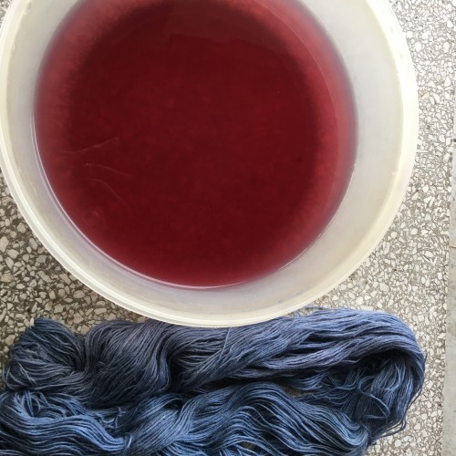 hank dyed in black bean water