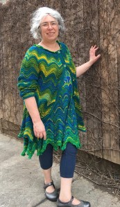 Coat and dress set in feather and fan lace stitch