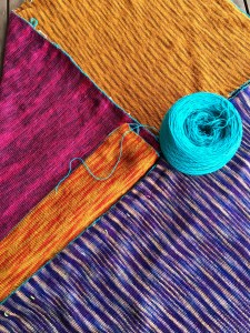 Four different Wollmeise multis showing their pooling patterns