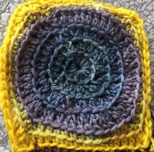 Gradient composed of black rice dyed yarn with pH modifiers