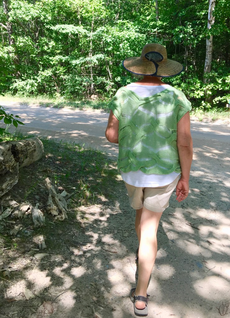 back view of Forest Weave knitting pattern