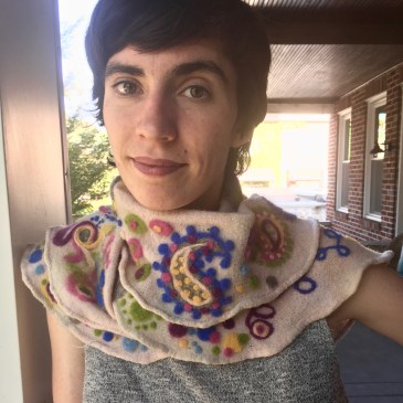 Modeled needle felted scarf