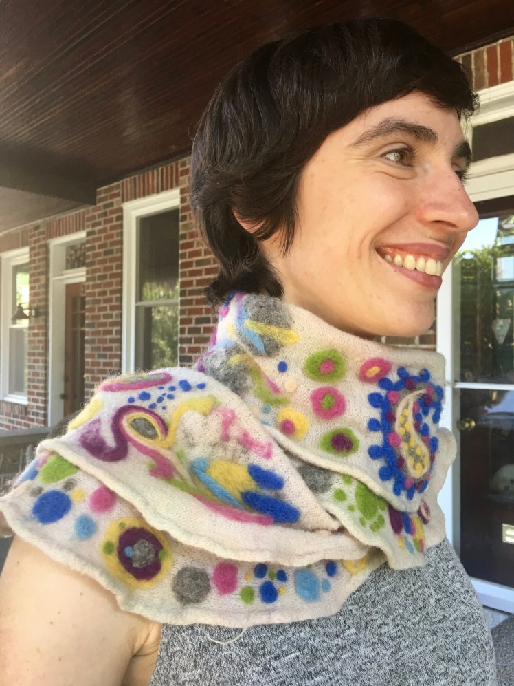 Modeled needle felted scarf