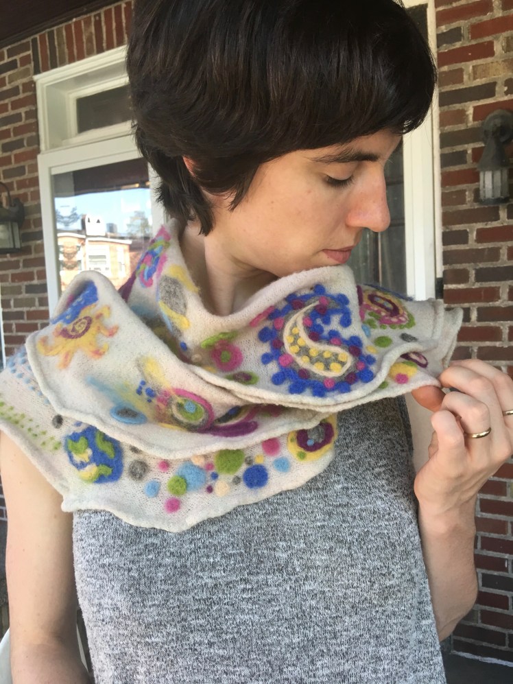 Modeled needle-felted scarf