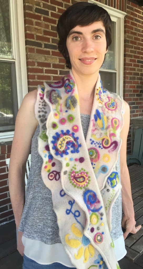 Modeled needle-felted scarf