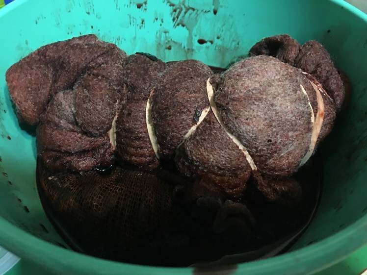 Failed attempt at dyeing and shibori-folding scarf