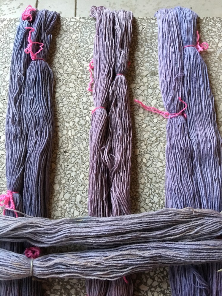 Cherry dye stabilized by amaranth exhaust bath