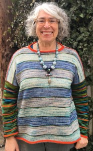 Machine-knit dropped-shoulder pullover