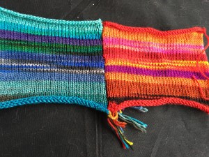 Knit side of striped machine knit swatch