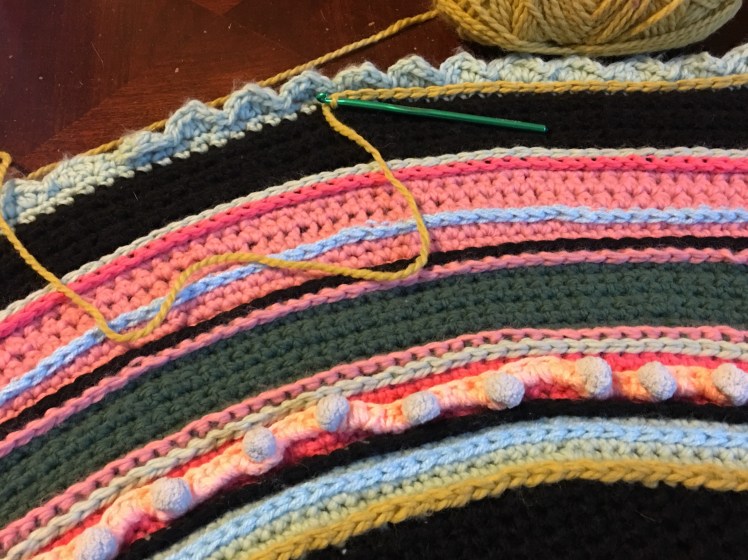 Lines of surface crochet stripes change the look of previous colors