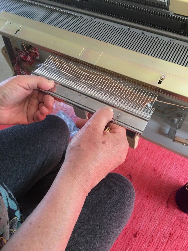 Preparing to transfer stitches to the garter bar