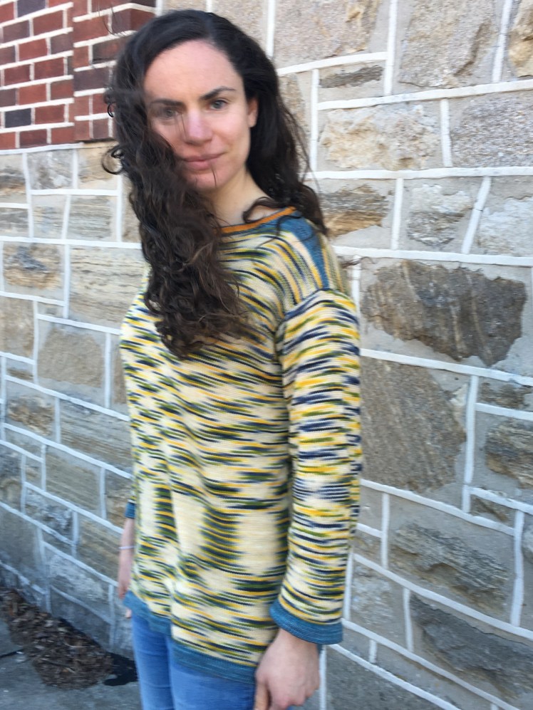 Pullover knitted in Wollmeise Aspen Tree colorway