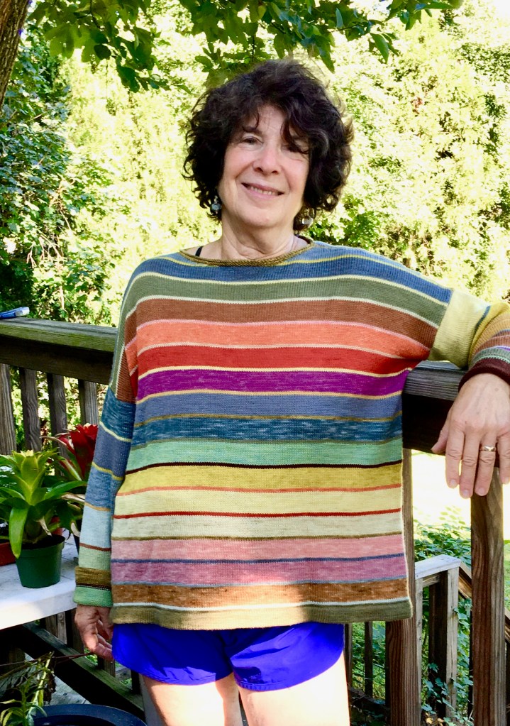 Milano-inspired pullover modeled by its intended recipient