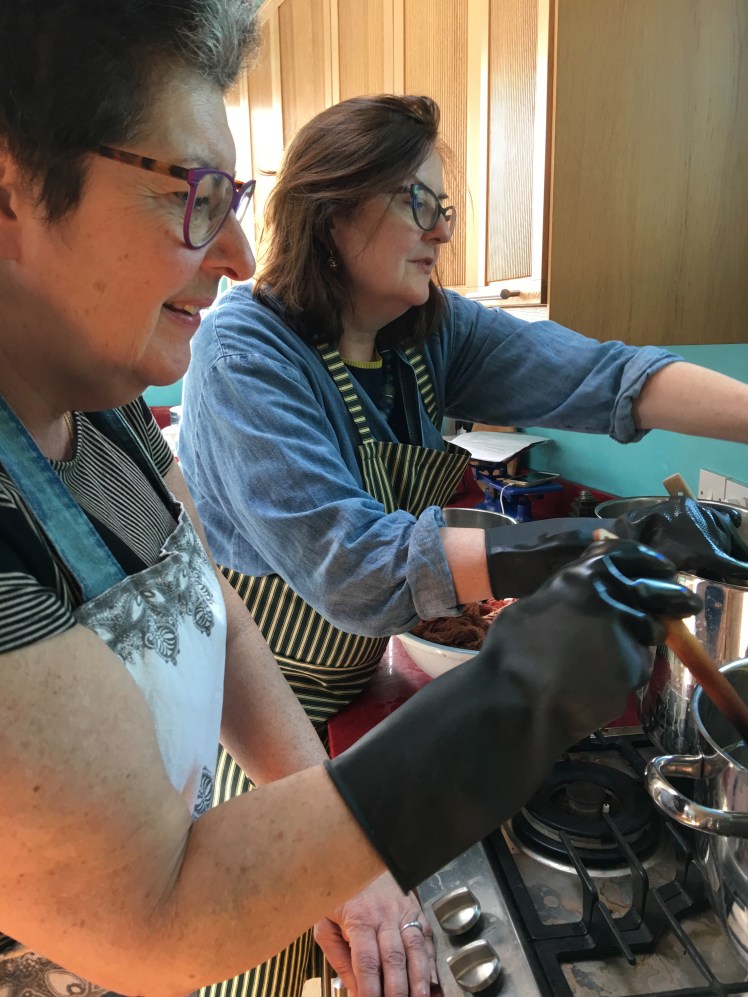 Working with madder dye vats