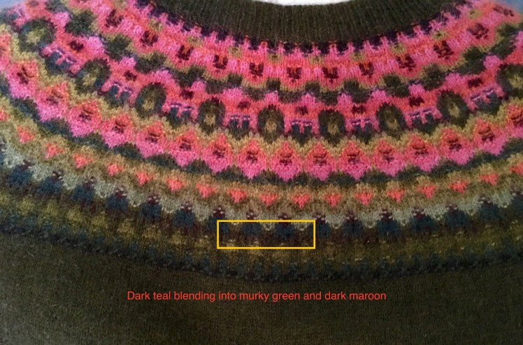 Low contrast color progressions in Bohus knitting