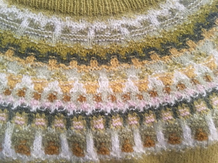 Knit-purl textures outline the shapes in Bohus knitting