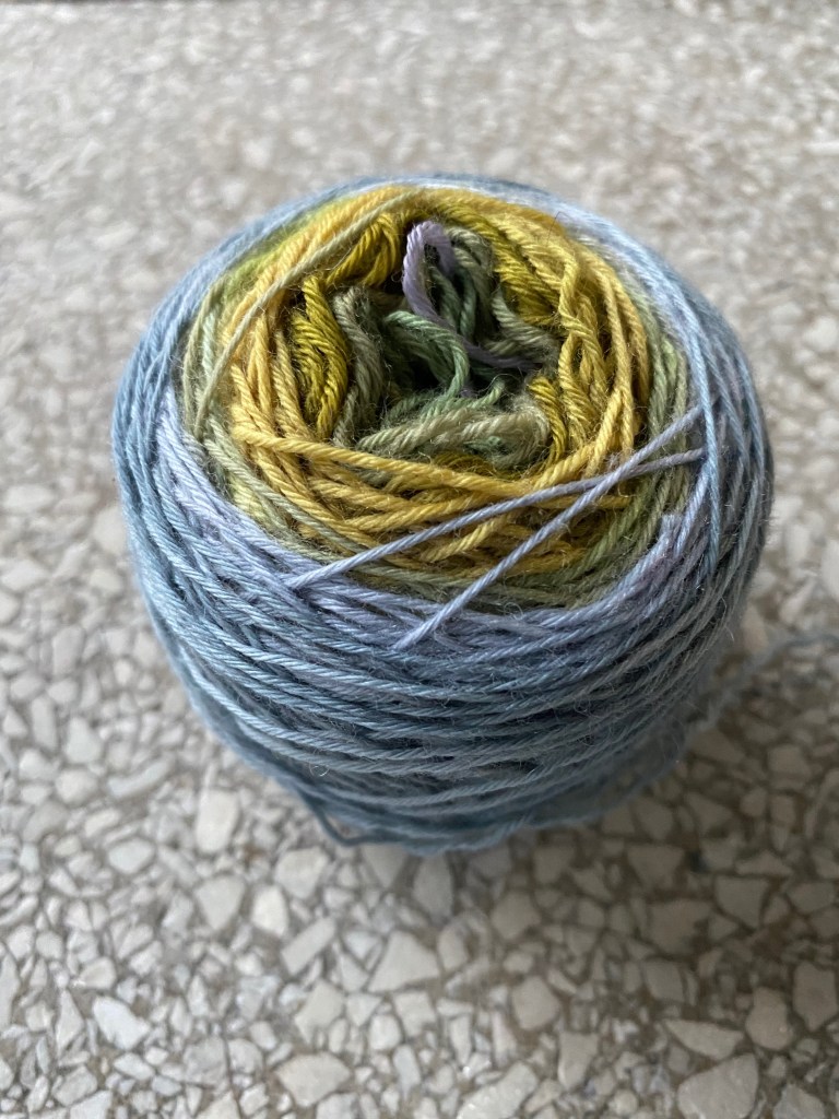 Gradient colors Russian-joined to form a single cake of yarn