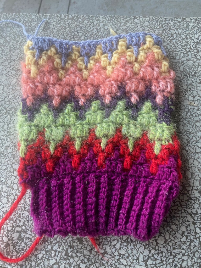 Right side of finished steeked swatch